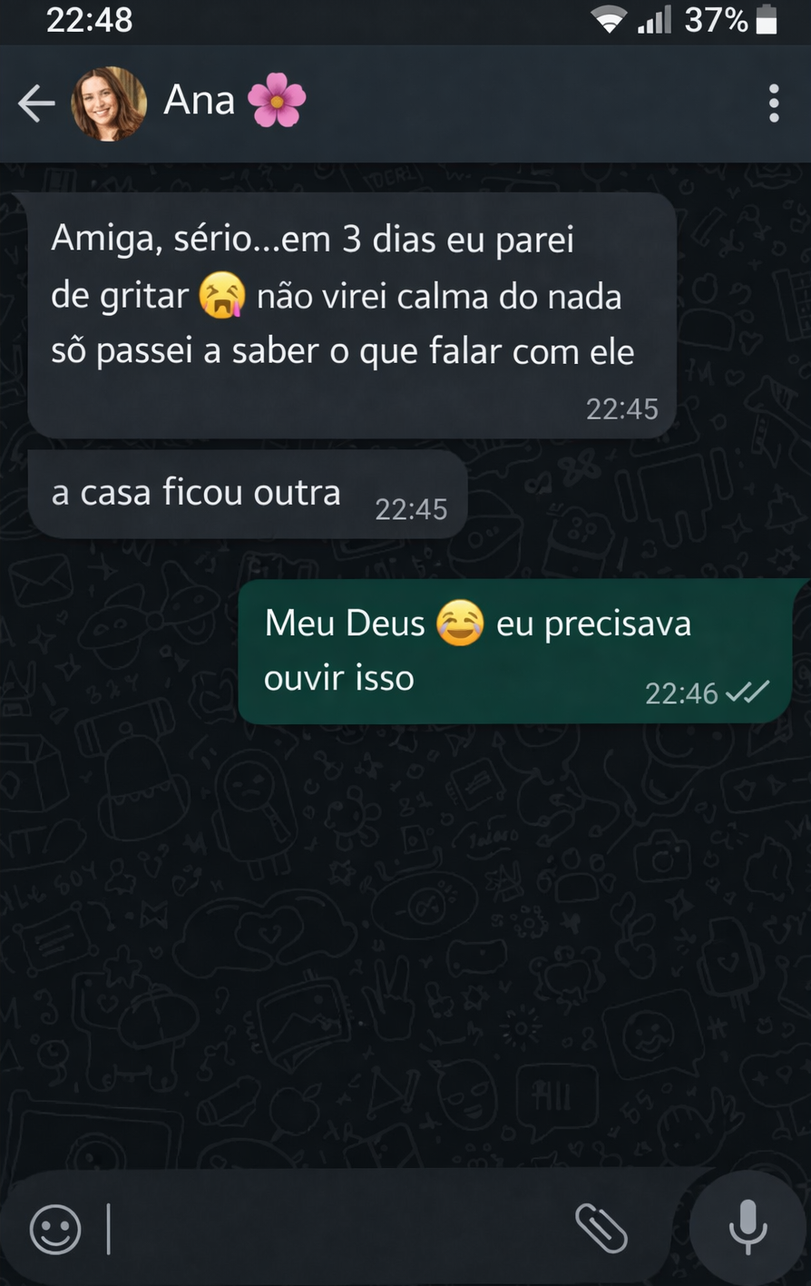 Depoimento real de mae no WhatsApp