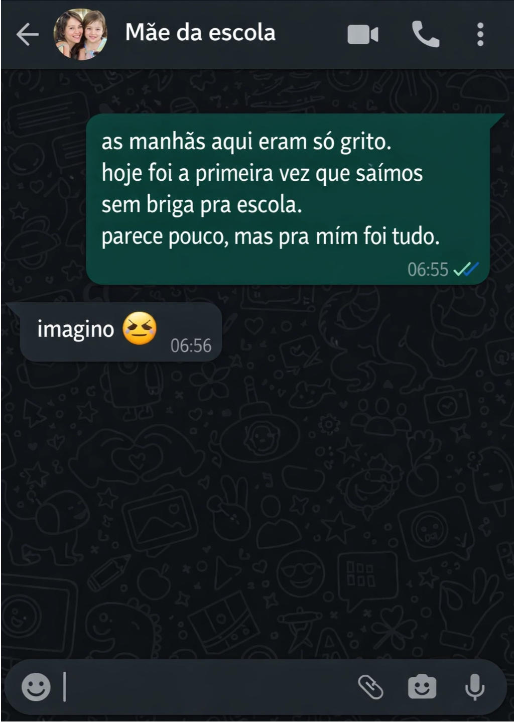 Depoimento real de mae no WhatsApp